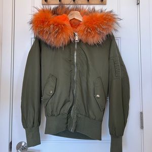 luxury furry bomber winter jacket